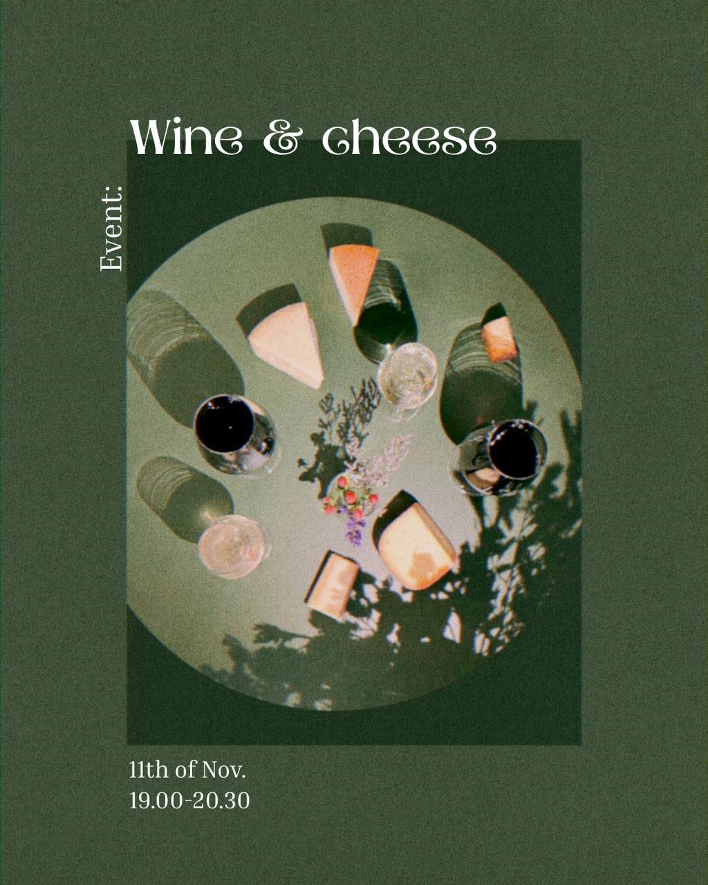 Wine & Cheese event flyer, 11 November